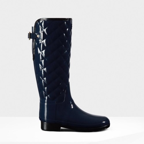 Hunter Refined Adjustable Quilted Gloss Tall Wellies (J650S) Ireland
